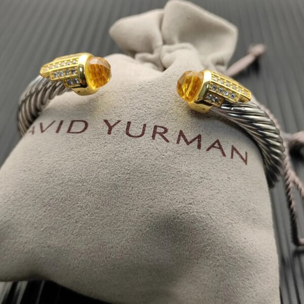 7mm Cable Bracelet with Citrine & Diamond Accents ??Gold Cap