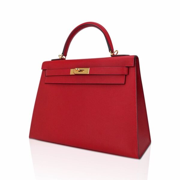 Kelly 28 Sellier Bag Rouge Casaque Epsom Leather with Gold Hardware