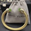 Classic Cablespira&reg; Bracelet 18K Yellow Gold with Peridot And Half Diamonds, 7mm