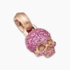 Skull Amulet Full Pav&eacute; Pink Sapphires and 18K Rose Gold, 14mm