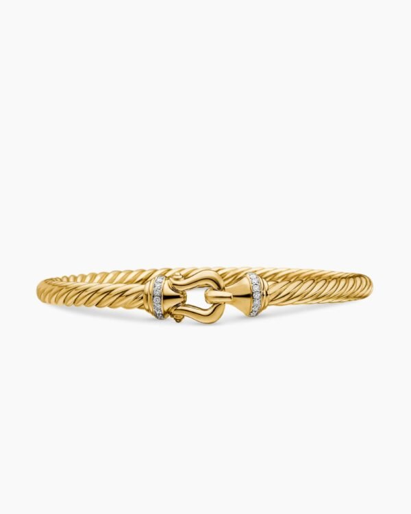 Buckle Cablespira&reg; Bracelet 18K Yellow Gold with Diamonds, 5mm