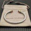 Cable Bracelet with Rhodolite Garnet & Diamond Accents  5mm
