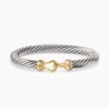 Buckle Classic Cable Bracelet Sterling Silver with 14K Yellow Gold, 7mm