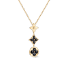 Color Blossom Lariat Necklace, Yellow Gold, Onyx And Diamond