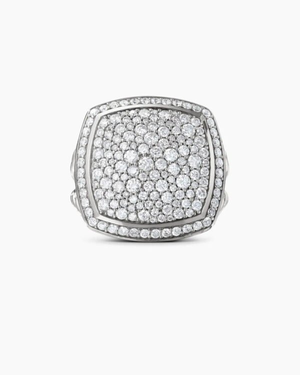 Albion&reg; Ring Sterling Silver with Pave Diamonds, 17mm
