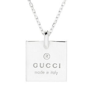 Sterling Silver Trademark Logo Square Pendant Necklace