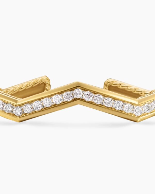 Zig Zag Stax??Cuff Bracelet 18K Yellow Gold with Diamonds, 5mm