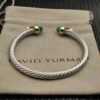 5mm Cable Bracelet with Peridot & Diamond Accents