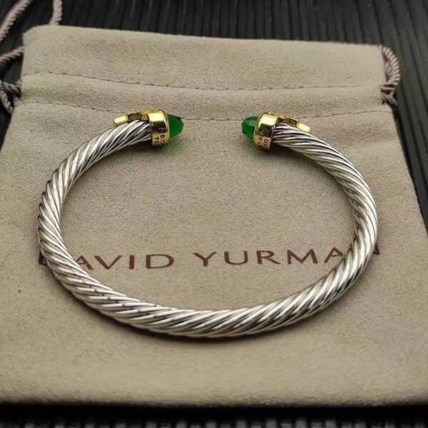 5mm Cable Bracelet with Peridot & Diamond Accents