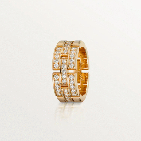 344A12AF-6C03-D564-FBF6-CD540D7B1463-1.png MAILLON PANTHÈRE RING, 3 HALF DIAMOND-PAVED ROWS