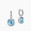 Albion&reg; Drop Earrings Sterling Silver with Blue Topaz and Diamonds