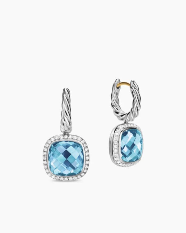 Albion&reg; Drop Earrings Sterling Silver with Blue Topaz and Diamonds