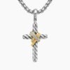3506B7E4-181C-9540-0977-5DED11CB9335.jpg X Cross Pendant Sterling Silver with 18K Yellow Gold and Diamonds