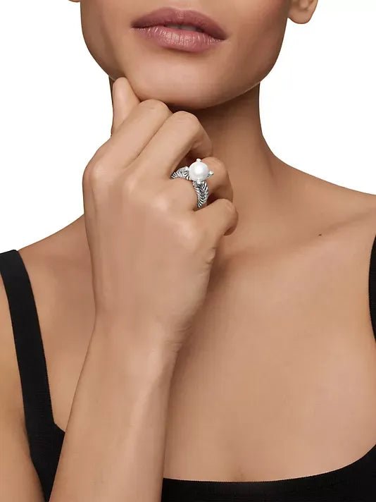 David Yurman  Cable Collectibles&reg; Pearl Ring with Diamonds - 6