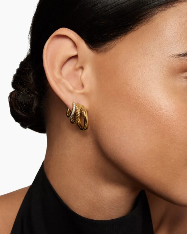 DY Mercer&reg; Three Row Hoop Earrings 18K Yellow Gold with Diamonds, 21mm