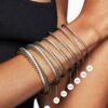 Classic Cable Bracelet Sterling Silver with Black Onyx and Diamonds, 7mm