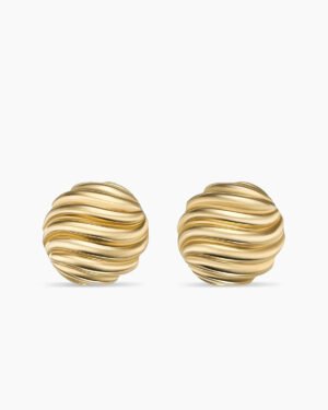 Sculpted Cable Stud Earrings 18K Yellow Gold, 14mm