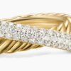 Crossover Two Row Ring 18K Yellow Gold with Diamonds, 7.5mm - 6