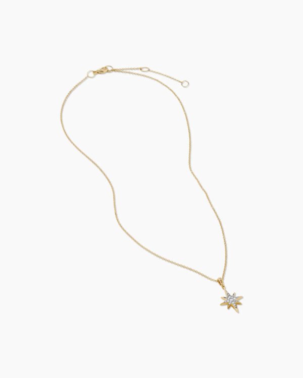 Cable Collectibles North Star Necklace 18K Yellow Gold with Pave Diamonds, 21.6mm