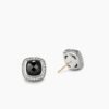 Albion Stud Earrings Sterling Silver with Black Onyx and Diamonds, 7mm