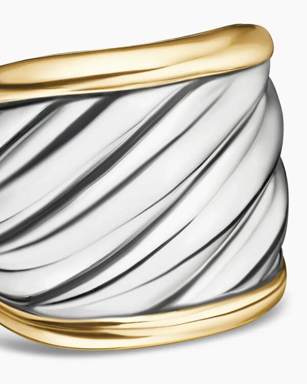 3BAC80B1-114E-F891-EE26-4F0F19D09792.jpg Sculpted Cable Saddle Ring Sterling Silver with 18K Yellow Gold - 6