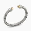 3BBDE15E-BC47-DE50-36B8-CED74EFA6416.jpg Classic Cable Bracelet Sterling Silver with 14K Yellow Gold Domes and Diamonds, 7mm