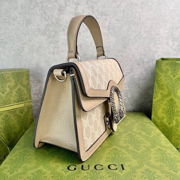 Gucci Dionysus Canvas Top Handle Beige And White Canvas 24x16cm