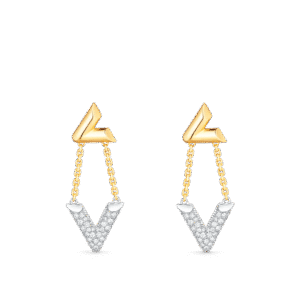 Volt Upside Down Earrings, Yellow Gold, White Gold And Diamonds