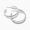 Crossover Hoop Earrings Sterling Silver, 33.7mm
