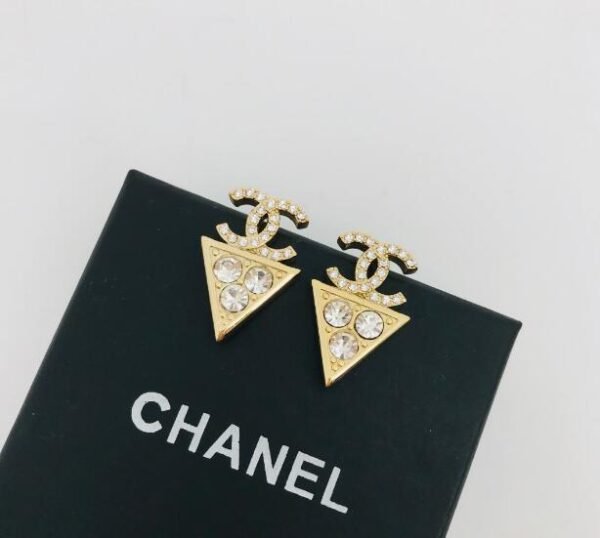 Double C diamond triangle earrings