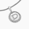 Initial Charm Necklace Sterling Silver with Diamond D