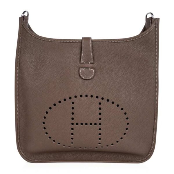 Evelyne GM Bag Etoupe Clemence Leather with Palladium Hardware