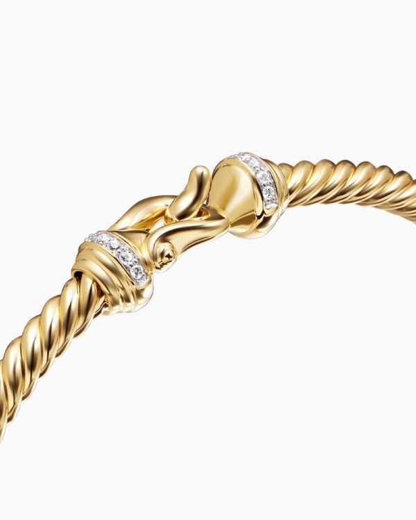 Buckle Cablespira&reg; Bracelet 18K Yellow Gold with Diamonds, 4mm