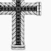 Chevron Cross Pendant Sterling Silver with Black Diamonds