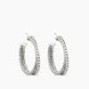 Crossover Hoop Earrings Sterling Silver with Diamonds, 26.5mm