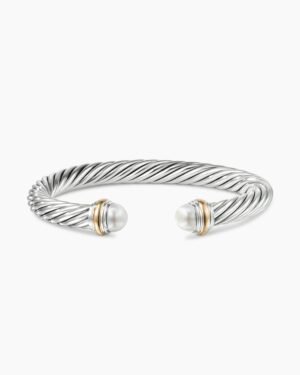 3DAD643A-0D95-9CB2-BF41-E260C9D9A053.jpg Classic Cable Bracelet Sterling Silver with 14K Yellow Gold and Pearls, 7mm