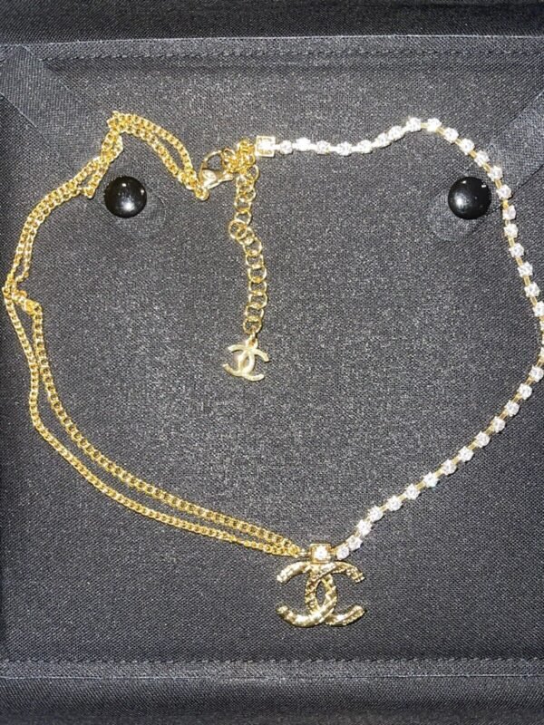 Vintage Crystal Chain Necklace Gold Plated