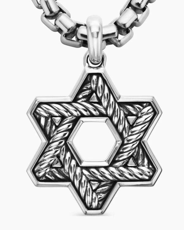 Pav&eacute; Star of David Pendant Sterling Silver with Black Diamonds