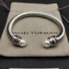 Classic Cable Bracelet Sterling Silver with Pearl & Natural Diamond Sterling 7 MM