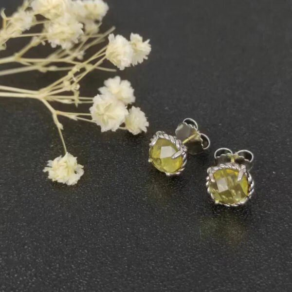 Petite Chatelaine&reg; Stud Earrings Sterling Silver with Yellow Topaz and Diamonds