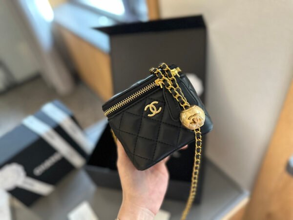 3EB7068E-747B-5432-273D-1A4FA9F1B3F9.jpg Pearl Crush Vanity Case with Chain Quilted Lambskin Mini - White