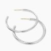 Pave Hoop Earrings Sterling Silver with Diamonds, 38mm