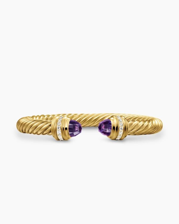 3F95610C-B52B-4E3E-89AC-ADBD150B45DA.jpg Classic Cablespira Bracelet 18K Yellow Gold with Amethyst and Diamonds, 7mm