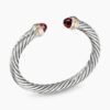 Classic Cable Bracelet Sterling Silver with 14K Yellow Gold and Garnets, 7mm
