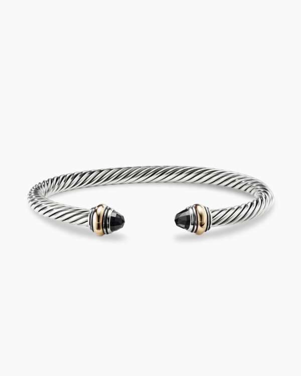 3FD0B153-4B2D-D69C-F89F-379270CDF7E4.jpg Classic Cable Bracelet Sterling Silver with 14K Yellow Gold and Black Onyx, 5mm