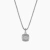 Petite Albion Pendant Necklace Sterling Silver with Pave Diamonds, 7mm