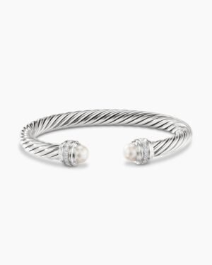 400C6A2B-E0D3-8BE2-92A4-D1F3CDBB5E32.jpg Classic Cable Bracelet Sterling Silver with Pearls and Diamonds, 7mm