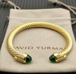 7mm Cable Bracelet with Peridot & Diamond Accents