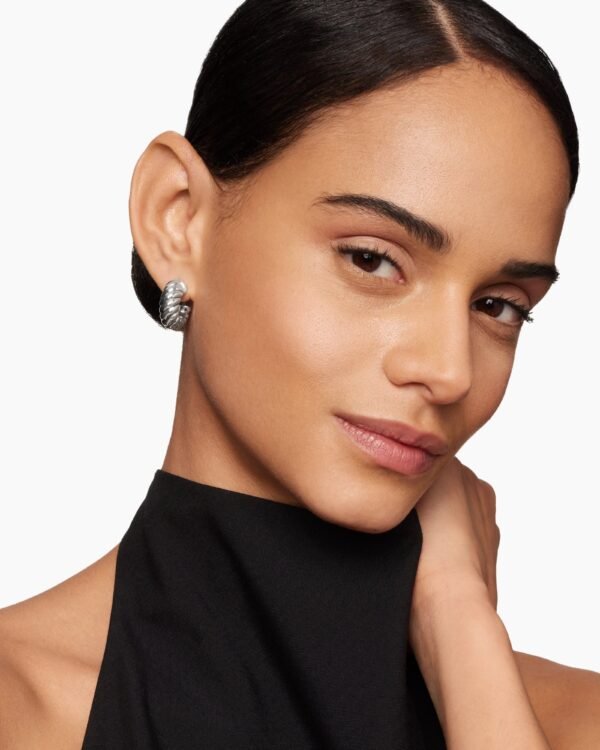 Sculpted Cable Shrimp Earrings Sterling Silver, 20.5mm