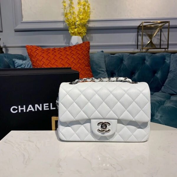 40BCA021-2F16-0C5F-F955-9223A18E87FD.jpg Chanel Small Classic Handbag Silver Hardware White For Women, Women’s Bags, Shoulder And Crossbody Bags 7.8in/20cm A01113